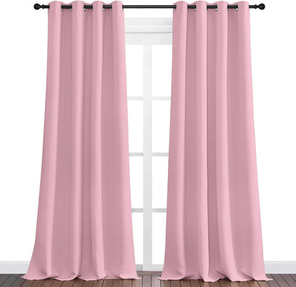 NICETOWN Crystal Pink Blackout Curtains - 120" Long, 55" Wide | Sound Reducing & Heat Blocking Panels (2 Pieces)