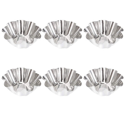 DOITOOL 6pcs Flower Tart Pans Tart Mold Stainless Steel Tart Pans Non-stick Tart Pans Tart Muffin Cup