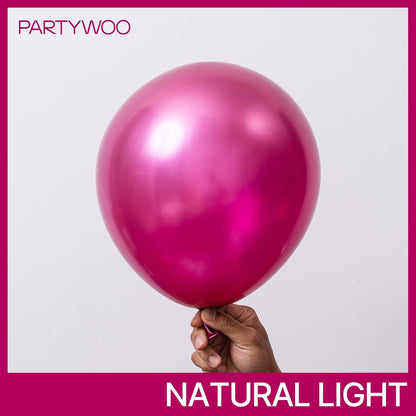PartyWoo Metallic Pink Star Balloons - 110-Piece Foil Mylar Balloon Arch Kit for Birthday & Wedding Decor | Various Sizes 5-22 Inches