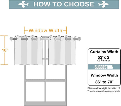 ChrisDowa Grommet Short Kitchen Valances - Thermal Insulated Room Darkening Curtains (Beige, 52 x 18 Inch)