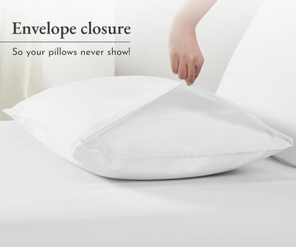 California Design Den Pillowcases - 100% Cotton Soft Sateen Weave, Set of 2 for Queen & Standard Pillows - Bright White