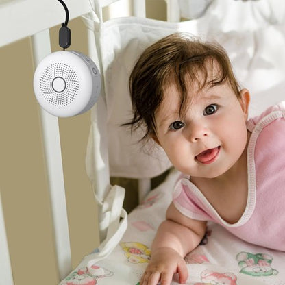 Sleepbox Portable White Noise Machine 30 Soothing Sounds Rechargeable Battery Small for Travel 32 Volume Control Noise Canceling Sleep Machine Sound Therapy for Baby Kids Adults (White)