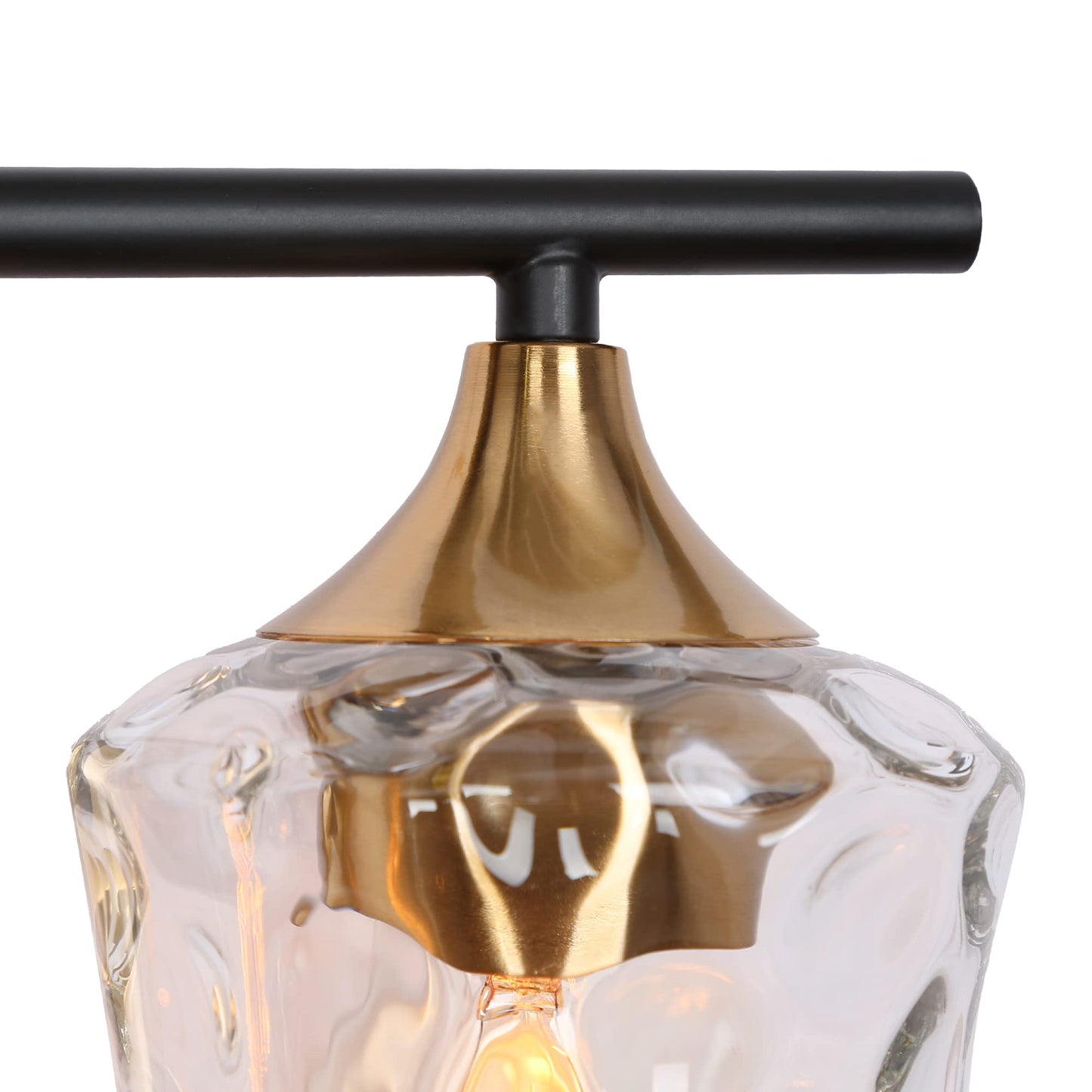 ZEVNI Bathroom Vanity Light, Black and Gold Vanity Light, 2-Light Bathroom Lights Over Mirror with Hammer Glass Shades