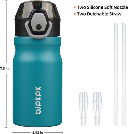 BJPKPK Stainless Steel Insulated Water Bottle - 14oz Reusable Thermal Flask with Straw Lid | Keeps Drinks Hot or Cold, Laguna