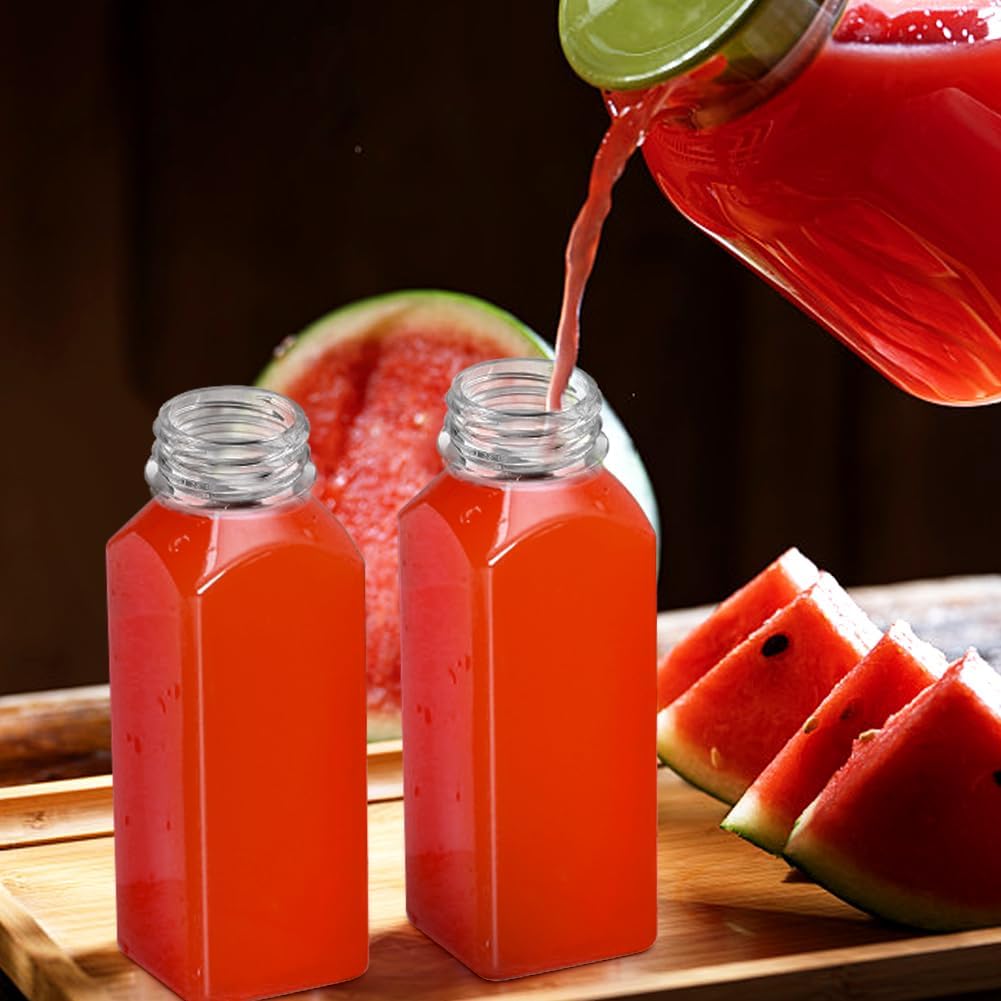 Skiennix Juice Bottles - 8oz Reusable Plastic Containers with Lids | 12-Pack for Juices, Smoothies & More