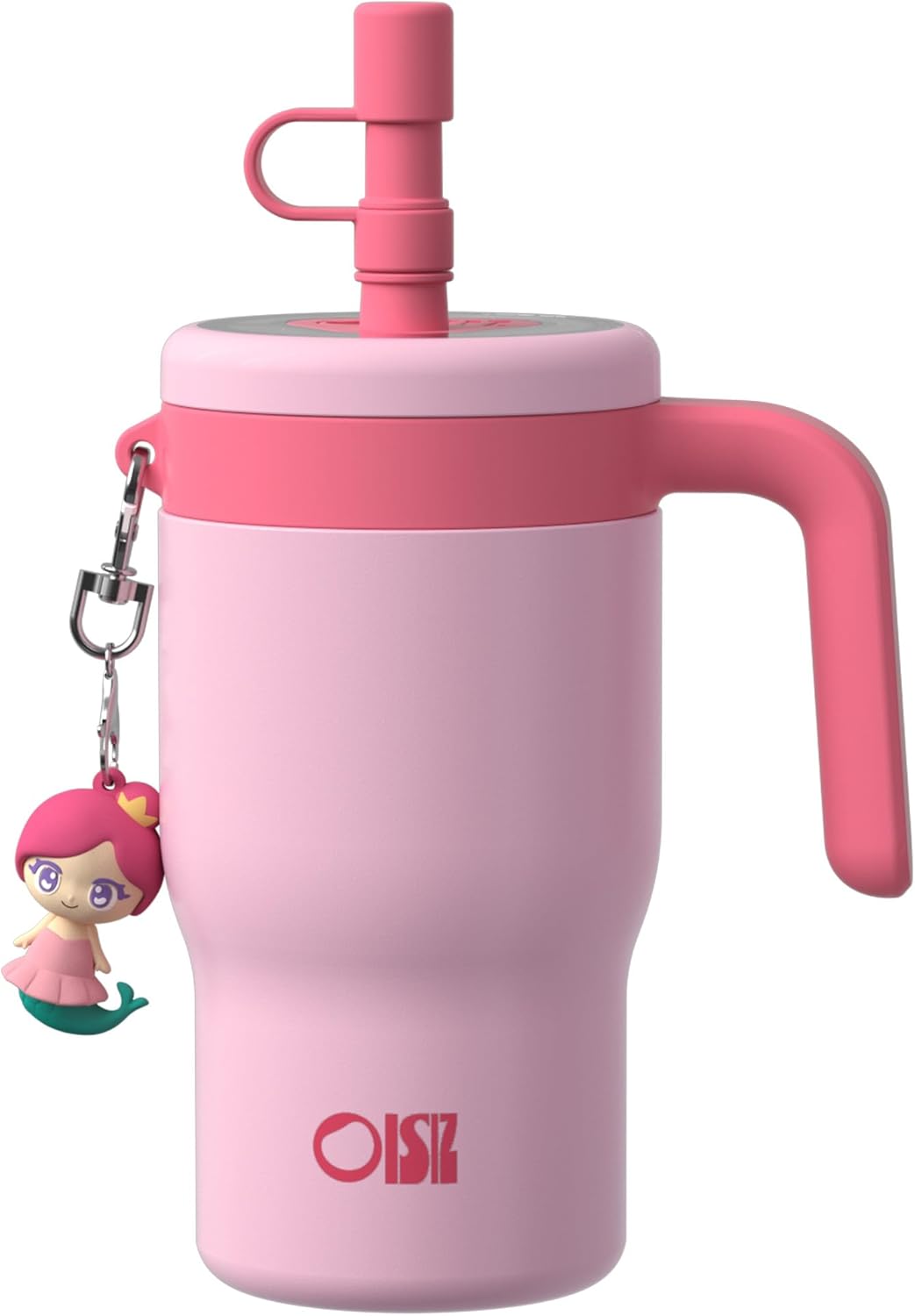 OISIZ 14oz Kids Tumbler - Leakproof Stainless Steel Cup with Straw Lid & Handle | Pink