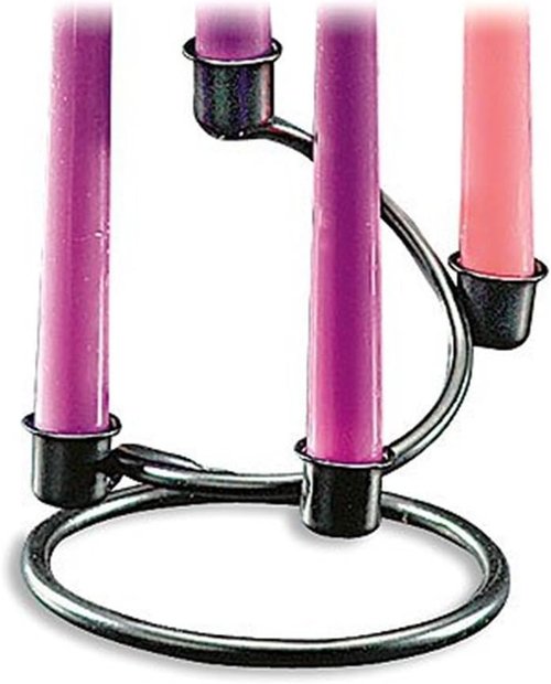 Black Iron Advent Wreath Candle Holder - Elegant Christmas Decoration for Staircase Design