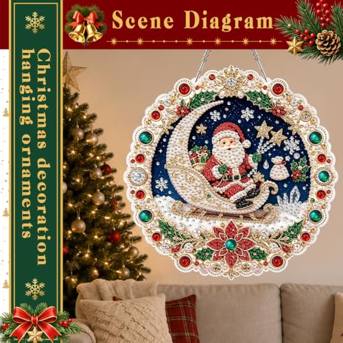Christmas Pearl Art Ornament Kit - Santa Moon & Holiday Designs - D Variation