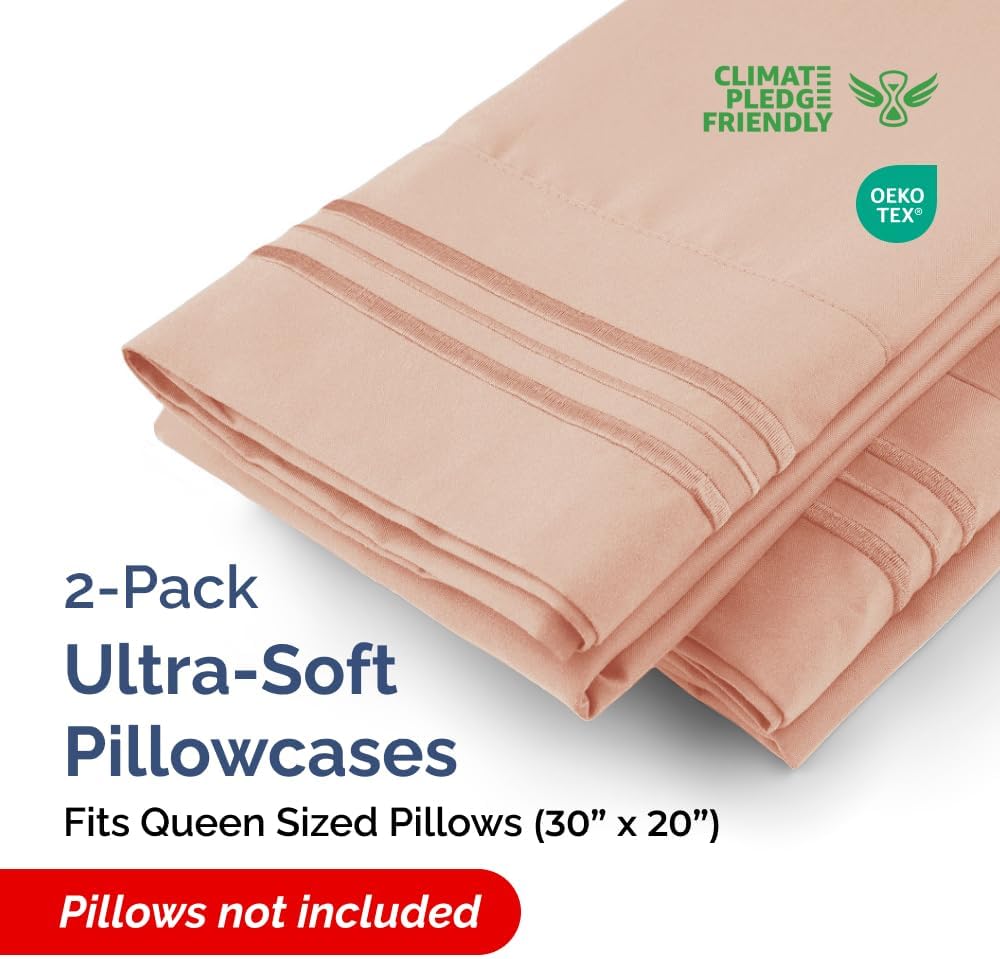 Queen Pillow Cases by [Brand Name] - Ultra Soft Hotel Quality Covers | Cozy, Wrinkle-Free, Fade Resistant - 2 Piece Set in Mauve