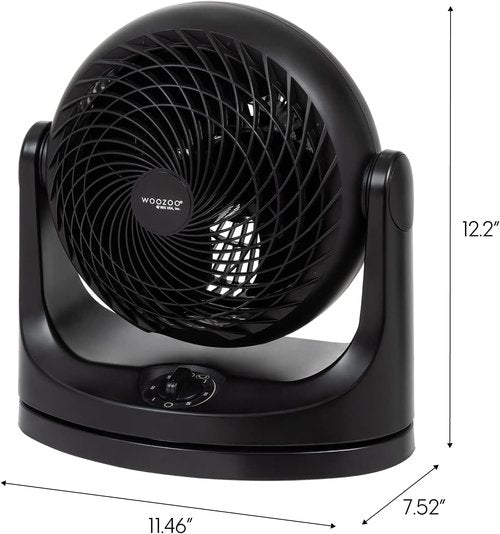 IRIS USA WOOZOO Desk Fan - Oscillating Air Circulator with 3 Speeds & 112° Tilt - Quiet & Compact for Bedroom, Office, Black