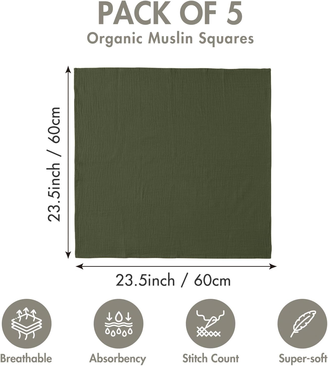 Skiennix Muslin Receiving Blankets - Neutral Swaddle Wraps for Newborns | 5 Pack, Breathable & Skin-Friendly
