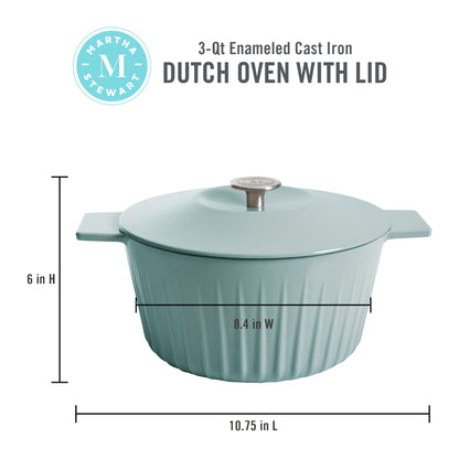 Martha Stewart Eastholm 3-Quart Enameled Cast Iron Dutch Oven - Martha Blue