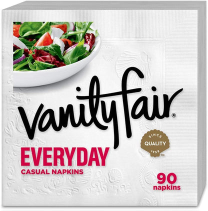 Vanity Fair White Paper Napkins - Everyday Use, 1080 Count | Pack of 12 for All Occasions