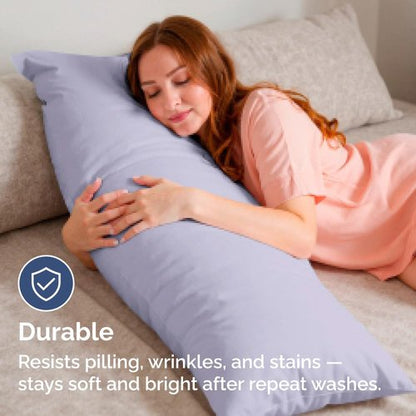 Body Pillowcases Set of 4-20x54 Long Body Pillow Case - Soft Body Pillow Cover for Sleeping & Side Sleepers - Comfy Breathable & Fade Free - Machine Washable w/Envelope Enclosure - (Light Lavender)