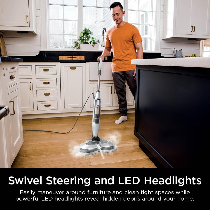 Shark Steam & Scrub Hard Floor Steam Mop - All-in-One with Steam Blaster Technology & LED Headlights | S8201, Rotator White