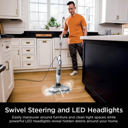 Shark Steam & Scrub Hard Floor Steam Mop - All-in-One with Steam Blaster Technology & LED Headlights | S8201, Rotator White