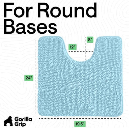 Gorilla Grip Plush Chenille Bath Rug Mat - Soft Microfiber for Oval Toilet Base, Machine Washable, Sky Color