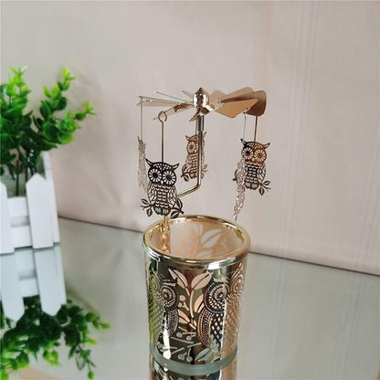 Kingnero Candle Holder - Spinning Windmill Tea Light Holder for Home Decor | Golden Owl Design