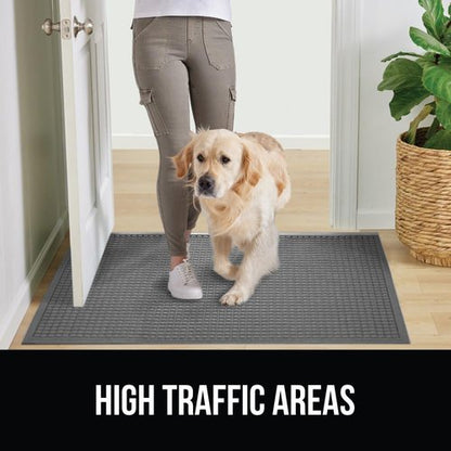 GORILLA GRIP® Ultra Absorbent Front Door Mat Outside Entrance, 47x35, Traps Dirt and Moisture, HydroABSORB Indoor Outdoor Doormat Holds Up to 6 Cups Water, Stain and Fade Resistant Welcome Mat, Grey