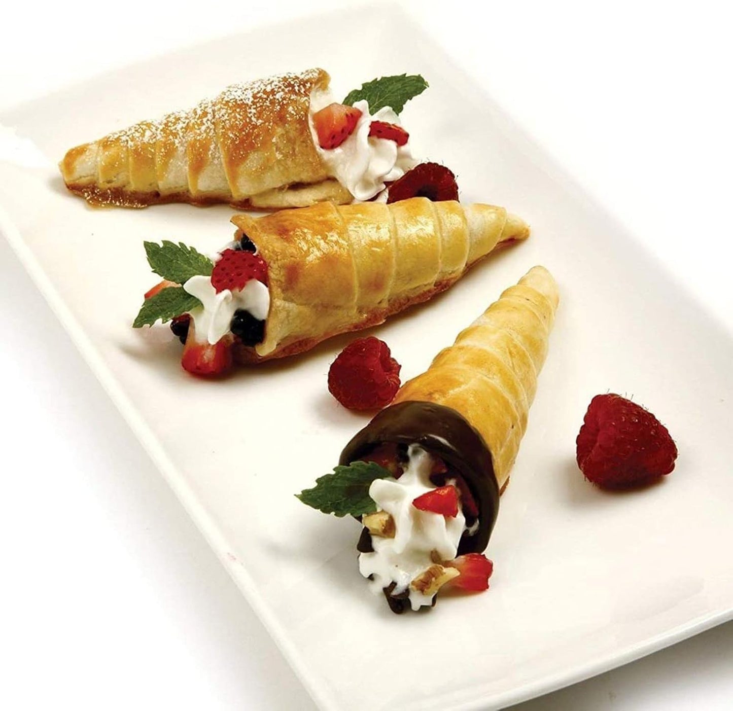 RoseFlower 30pcs Non-Stick Cream Horn Cones - Stainless Steel Cannoli Pastry Moulds Set for Baking