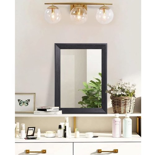 AAZZKANG Wall Mirror Black Rectangle Mirrors for Wall with Wood Framed Decorative for Bedroom Bathroom Living Room Farmhouse Entryway Hanging Small