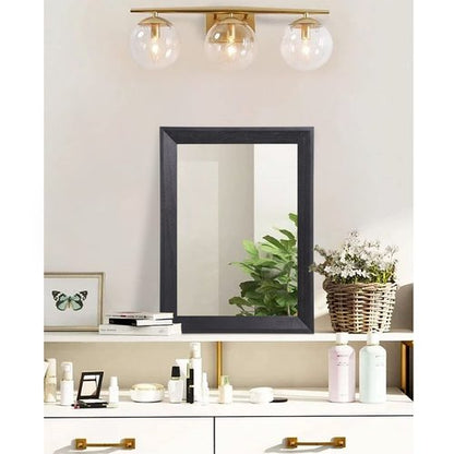 AAZZKANG Wall Mirror Black Rectangle Mirrors for Wall with Wood Framed Decorative for Bedroom Bathroom Living Room Farmhouse Entryway Hanging Small