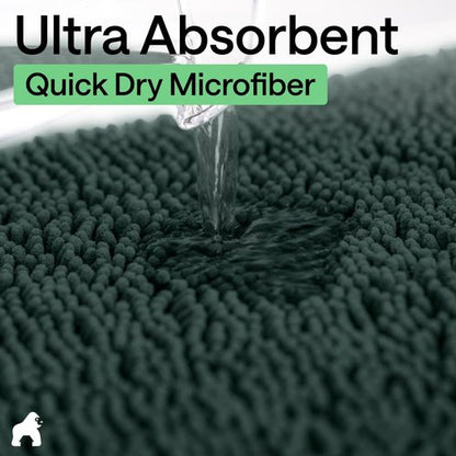 GORILLA GRIP Bath Rug Mat - Soft Absorbent Chenille | Quick-Dry Microfiber, 44x26, Hunter Green