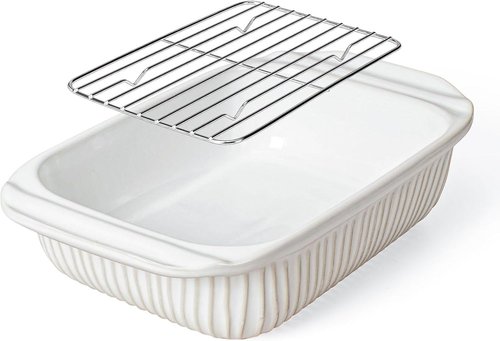 Artena Baking Dish - 2.3 Quart Casserole Dish With Handles | Deep Rectangular Ceramic Bakeware, White