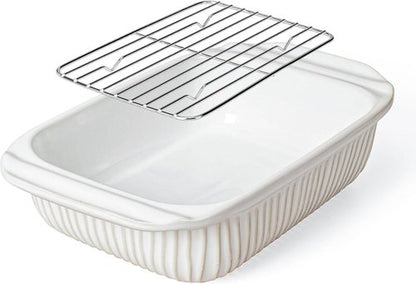 Artena Baking Dish - 2.3 Quart Casserole Dish With Handles | Deep Rectangular Ceramic Bakeware, White