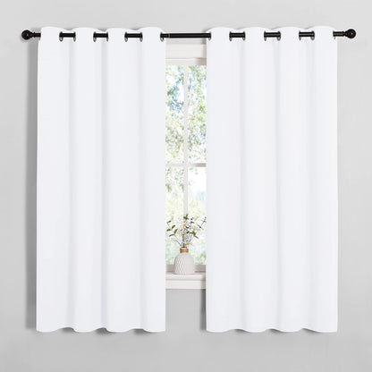 NICETOWN Curtains - 50% Light Blocking Drapery Panels for Small Windows | 2 Panels, 55" x 68", White