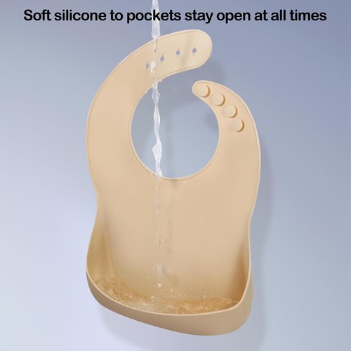 Eascrozn Silicone Bibs - Set of 3 Soft, Adjustable, Waterproof Baby Bibs | BPA Free Feeding Essentials