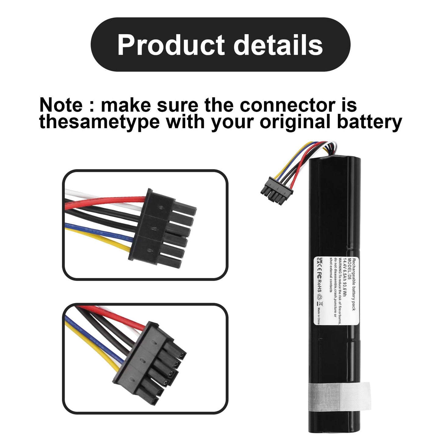 MULS 6500mAh Battery for Neato D3 D4 D5 D6 D7 Neato Botvac D3+ D301 D303 D5+ D502 D503 D701 D702 D703 D705 Robotic Vacuum Cleaners 945-0225 945-0266 14.4V