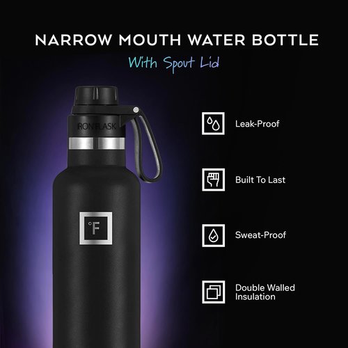 IRON °FLASK Insulated Stainless Steel Water Bottle - 24 oz Camping & Hiking Hydration Flask - Aurora Color