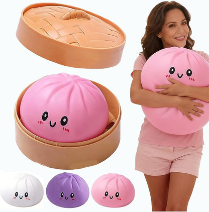 Skiennix Jumbo Dumpling Squishy | Giant Stress Ball for Adults - Soft Squeeze Anxiety Relief (Pink, 15cm)