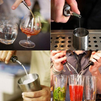 48 PCS Stainless steel bottle spout classic bottle pourers tapered spout liquor pourers with rubber dust caps for 1 inch bottle mouth, wine liquor olive oil coffee syrup vinegar bottles