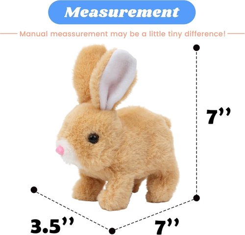 Hopping Bunny Toy - Interactive Electronic Plush Rabbit with Sounds & Twitching Ears | Easter Gift for Kids (Brown & White)