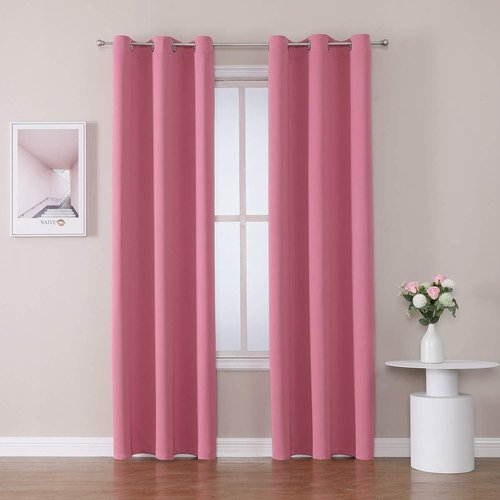 ChrisDowa Blackout Curtains - Thermal Insulated Room Darkening Panels, 78 Inches Long, Pink (Set of 2)