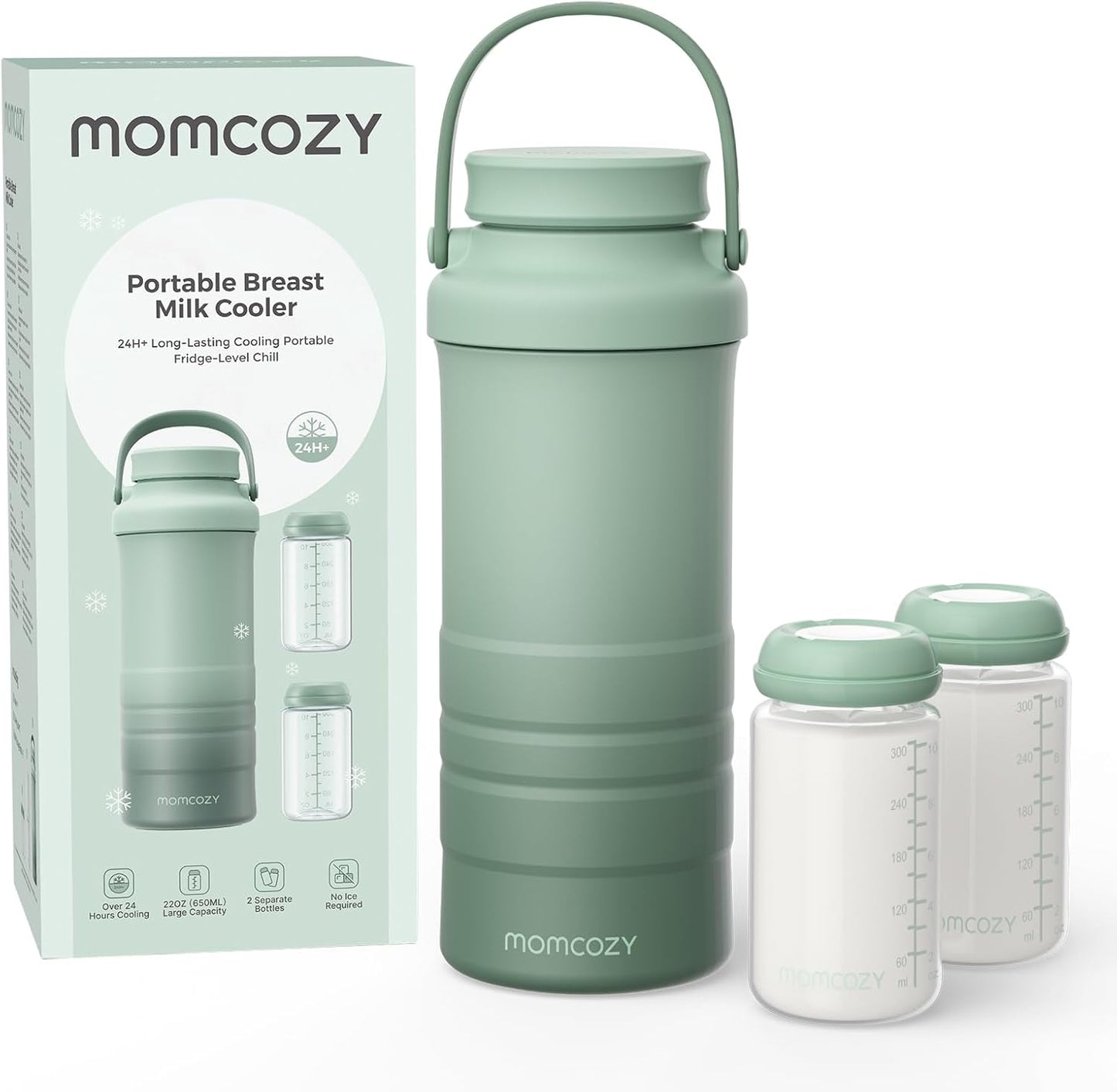 Momcozy 22oz Portable Breast Milk Cooler - 360° Cooling for 24 Hours | Includes 2 Baby Bottles