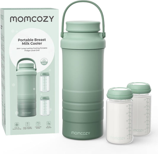 Momcozy 22oz Portable Breast Milk Cooler - 360° Cooling for 24 Hours | Includes 2 Baby Bottles