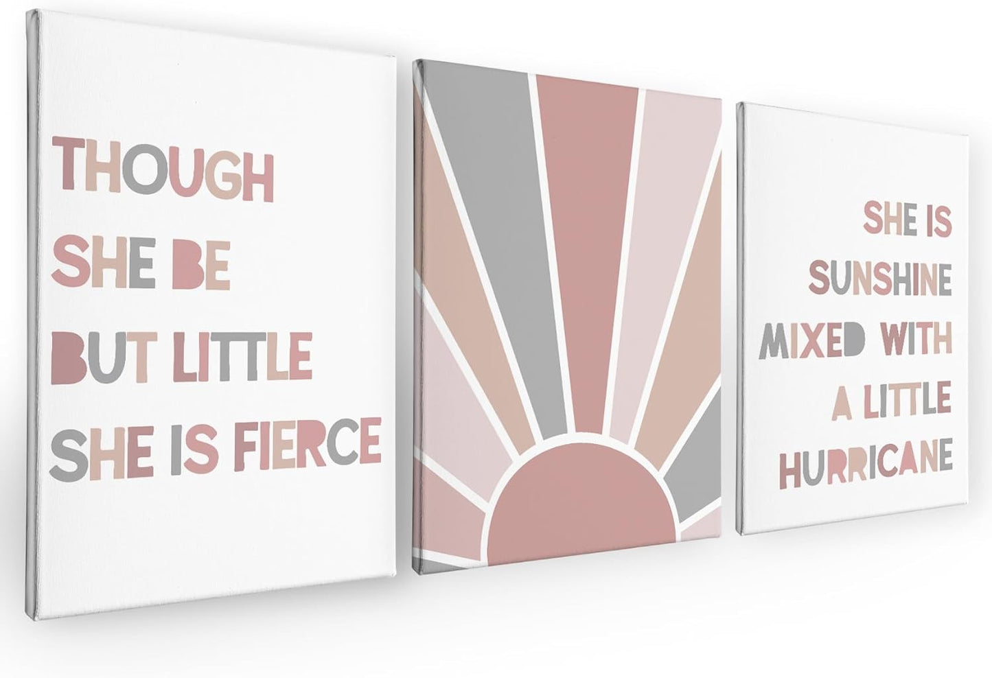 PHAMTE Boho Girls Bedroom Wall Art Set - She Is Sunshine Framed Canvas Prints (11x14 Inch)