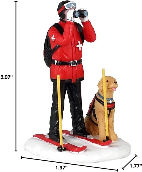 Lemax Ski Patrol Figurine - Festive Red & White Christmas Decor - Perfect for Holiday Displays