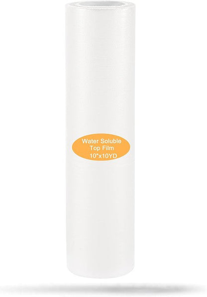 Brothread Water Soluble Embroidery Topping Film - Lightweight Clear Wash Away - 10"x10 Yd Roll for Easy Cutting