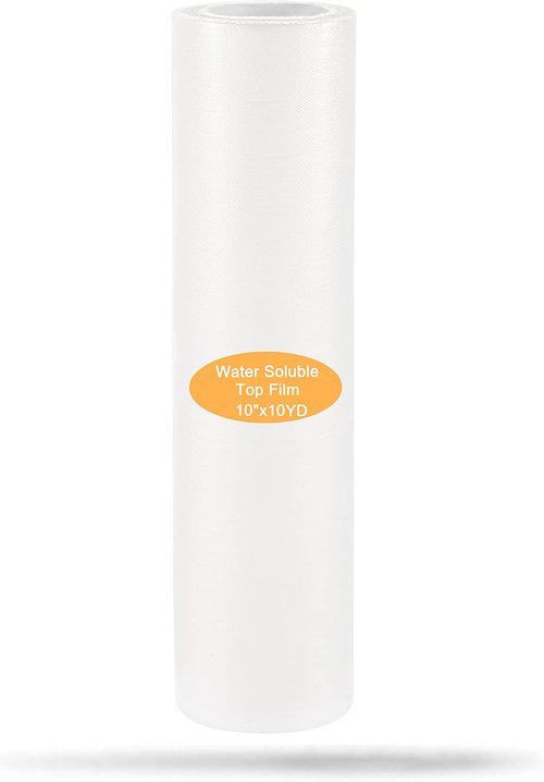 Brothread Water Soluble Embroidery Topping Film - Lightweight Clear Wash Away - 10"x10 Yd Roll for Easy Cutting