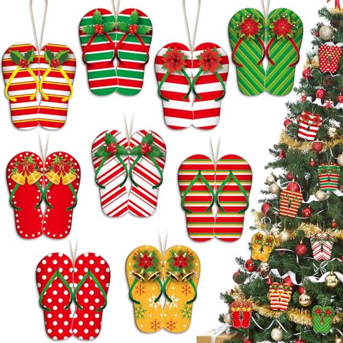 Christmas Wooden Slipper Ornaments - Beach & Hawaiian Style Holiday Decor