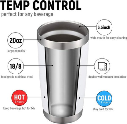 COMOOO 20oz White Double Wall Vacuum Insulated Tumblers - 8 Pack Stainless Steel Travel Mugs with Lids & Straws