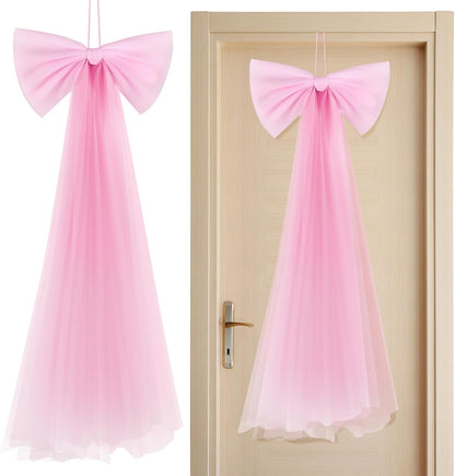 Zeyune Giant Pink Bow Party Decoration - 13.4 x 28.7 Inch Ribbon Bow for Birthdays, Weddings & Showers