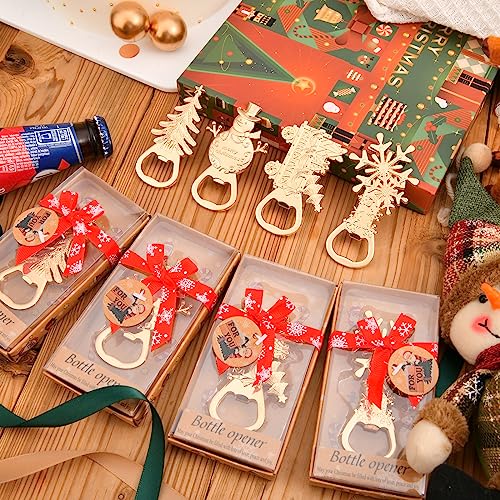 Gold 24Pcs Christmas Bottle Opener Set with Snowman Tree Train Snowflake Gifts