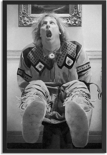 Funny Movie Bathroom Wall Art by Black Framed | Humorous Black and White Dumb and Dumber Poster - Canvas Print for Toilet Decor