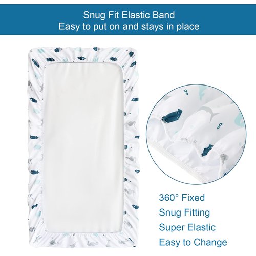 Pack and Play Sheets Fitted, Mini Crib Sheets 2 Pack, Playard Sheets Compatible with Graco Pack n Play, Ultra Soft Breathable Material, Dinosaurs