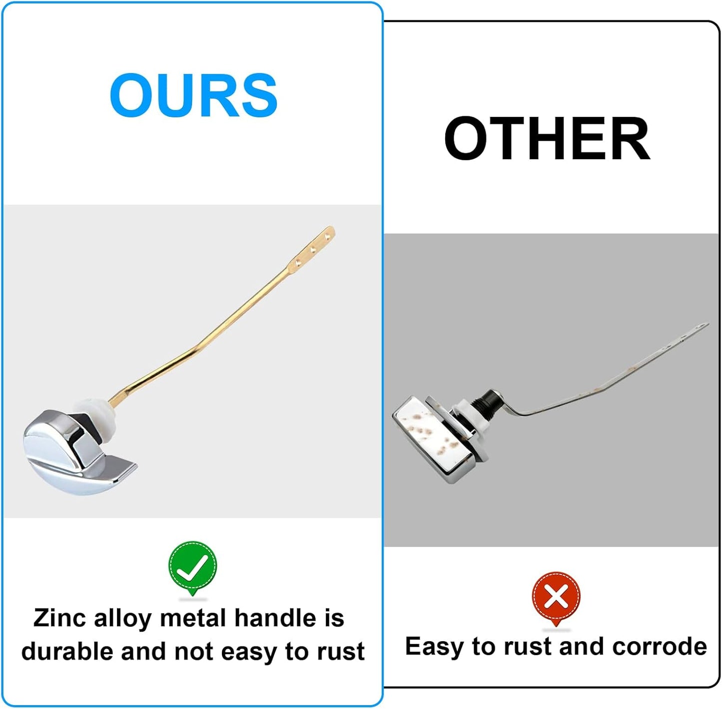 Toilet Handle Replacement Kit - Side Mount Flush Tank Lever Universal Brass Fit Most Toilets